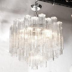 Mid Century Modernist Hand Blown Transparent Murano Glass Tronchi Chandelier - 3409225