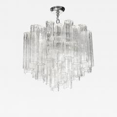Mid Century Modernist Hand Blown Transparent Murano Glass Tronchi Chandelier - 3409788