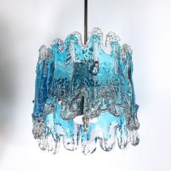 Mid Century Modernist Hand Blown Ultramarine Murano Glass Splash Form Pendant - 4403248