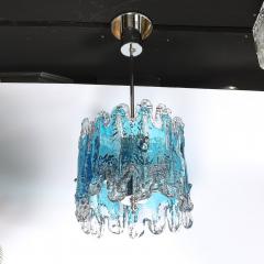 Mid Century Modernist Hand Blown Ultramarine Murano Glass Splash Form Pendant - 4403249