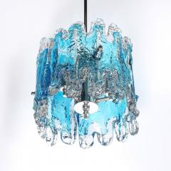 Mid Century Modernist Hand Blown Ultramarine Murano Glass Splash Form Pendant - 4403251