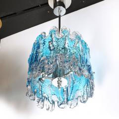 Mid Century Modernist Hand Blown Ultramarine Murano Glass Splash Form Pendant - 4403254