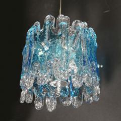 Mid Century Modernist Hand Blown Ultramarine Murano Glass Splash Form Pendant - 4403256