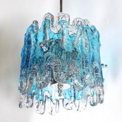 Mid Century Modernist Hand Blown Ultramarine Murano Glass Splash Form Pendant - 4403257