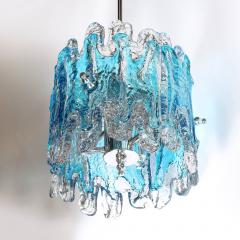 Mid Century Modernist Hand Blown Ultramarine Murano Glass Splash Form Pendant - 4403258