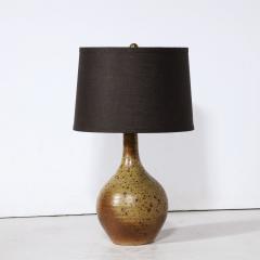 Mid Century Modernist Hand Glazed Ceramic Table Lamp w Speckled Volcanic Detail - 3040480