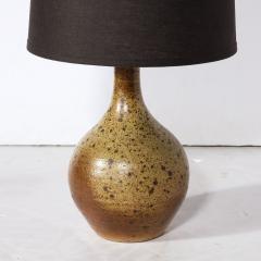 Mid Century Modernist Hand Glazed Ceramic Table Lamp w Speckled Volcanic Detail - 3040485
