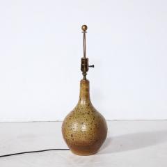 Mid Century Modernist Hand Glazed Ceramic Table Lamp w Speckled Volcanic Detail - 3040524