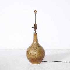 Mid Century Modernist Hand Glazed Ceramic Table Lamp w Speckled Volcanic Detail - 3040525