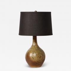 Mid Century Modernist Hand Glazed Ceramic Table Lamp w Speckled Volcanic Detail - 3044670