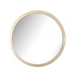 Mid Century Modernist Illuminated Round Mirror w Striated Resin Frame - 3861537