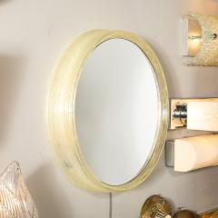 Mid Century Modernist Illuminated Round Mirror w Striated Resin Frame - 3861538
