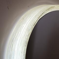Mid Century Modernist Illuminated Round Mirror w Striated Resin Frame - 3861539