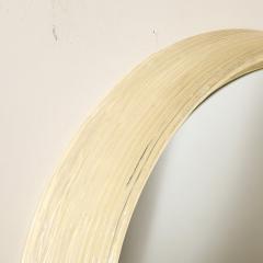 Mid Century Modernist Illuminated Round Mirror w Striated Resin Frame - 3861540