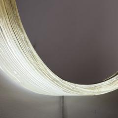 Mid Century Modernist Illuminated Round Mirror w Striated Resin Frame - 3861541
