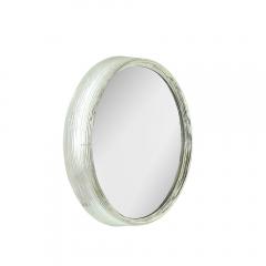 Mid Century Modernist Illuminated Round Mirror w Striated Resin Frame - 3861568