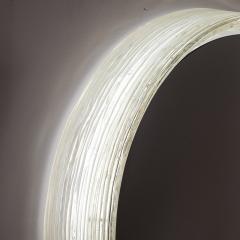 Mid Century Modernist Illuminated Round Mirror w Striated Resin Frame - 3861591