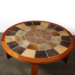 Mid Century Modernist Inlayed Earth Toned Tile Cocktail Table in Teak - 4075785