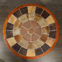 Mid Century Modernist Inlayed Earth Toned Tile Cocktail Table in Teak - 4075806