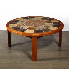 Mid Century Modernist Inlayed Earth Toned Tile Cocktail Table in Teak - 4075900