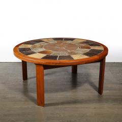 Mid Century Modernist Inlayed Earth Toned Tile Cocktail Table in Teak - 4075913
