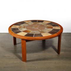 Mid Century Modernist Inlayed Earth Toned Tile Cocktail Table in Teak - 4075916
