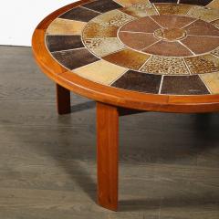 Mid Century Modernist Inlayed Earth Toned Tile Cocktail Table in Teak - 4075936