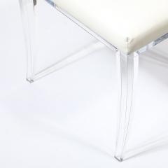 Mid Century Modernist Klismos Lucite Chair W White Leather Upholstery - 3998198