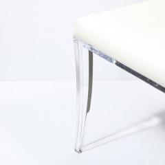 Mid Century Modernist Klismos Lucite Chair W White Leather Upholstery - 3998200