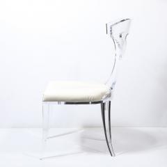 Mid Century Modernist Klismos Lucite Chair W White Leather Upholstery - 3998204