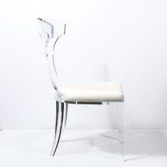 Mid Century Modernist Klismos Lucite Chair W White Leather Upholstery - 3998265