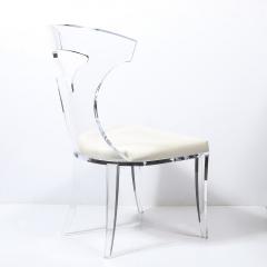 Mid Century Modernist Klismos Lucite Chair W White Leather Upholstery - 3998269