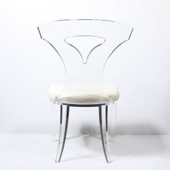 Mid Century Modernist Klismos Lucite Chair W White Leather Upholstery - 3998274