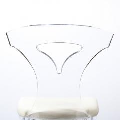 Mid Century Modernist Klismos Lucite Chair W White Leather Upholstery - 3998281