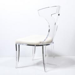 Mid Century Modernist Klismos Lucite Chair W White Leather Upholstery - 3998308