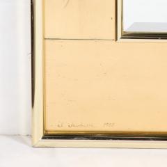 Mid Century Modernist Labarge Gilt Eglomise Brass Mirror signed J Jacobusse - 3375876