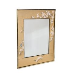 Mid Century Modernist Labarge Gilt Eglomise Brass Mirror signed J Jacobusse - 3376137
