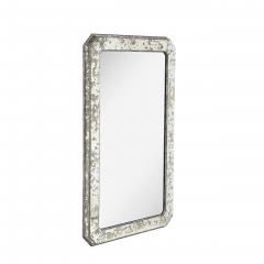 Mid Century Modernist Minimal Mirror with Antiqued Border - 4622986