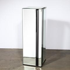 Mid Century Modernist Mirrored Pedestal with Alternating Vitrolite Strips - 3040824