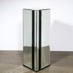 Mid Century Modernist Mirrored Pedestal with Alternating Vitrolite Strips - 3040830