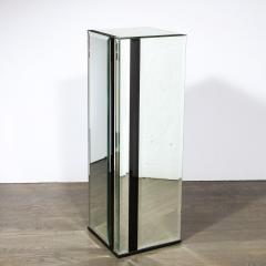 Mid Century Modernist Mirrored Pedestal with Alternating Vitrolite Strips - 3040960