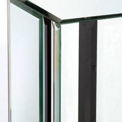 Mid Century Modernist Mirrored Pedestal with Alternating Vitrolite Strips - 3040963
