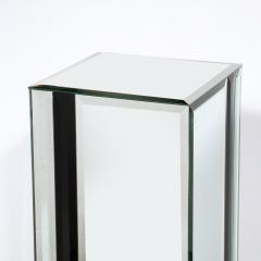 Mid Century Modernist Mirrored Pedestal with Alternating Vitrolite Strips - 3040965