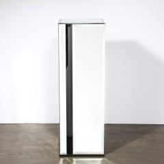 Mid Century Modernist Mirrored Pedestal with Alternating Vitrolite Strips - 3040975