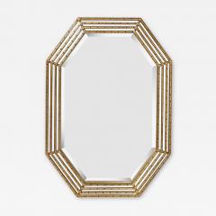 Mid Century Modernist Octagonal Tiered Segmented Giltwood Mirror - 4515475