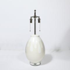 Mid Century Modernist Off White Ceramic Table Lamps with Graphic Splash Motif - 4038185