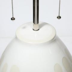 Mid Century Modernist Off White Ceramic Table Lamps with Graphic Splash Motif - 4038207