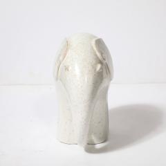 Mid Century Modernist Off White Glazed Terracotta Elephant Sculpture - 4142335