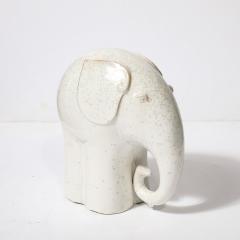 Mid Century Modernist Off White Glazed Terracotta Elephant Sculpture - 4142340