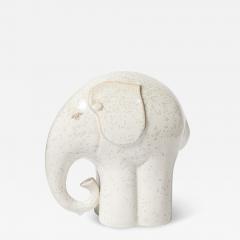 Mid Century Modernist Off White Glazed Terracotta Elephant Sculpture - 4143420